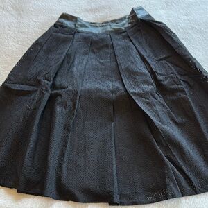 Ryu Black Pleated Knee-Length A-Line Skirt